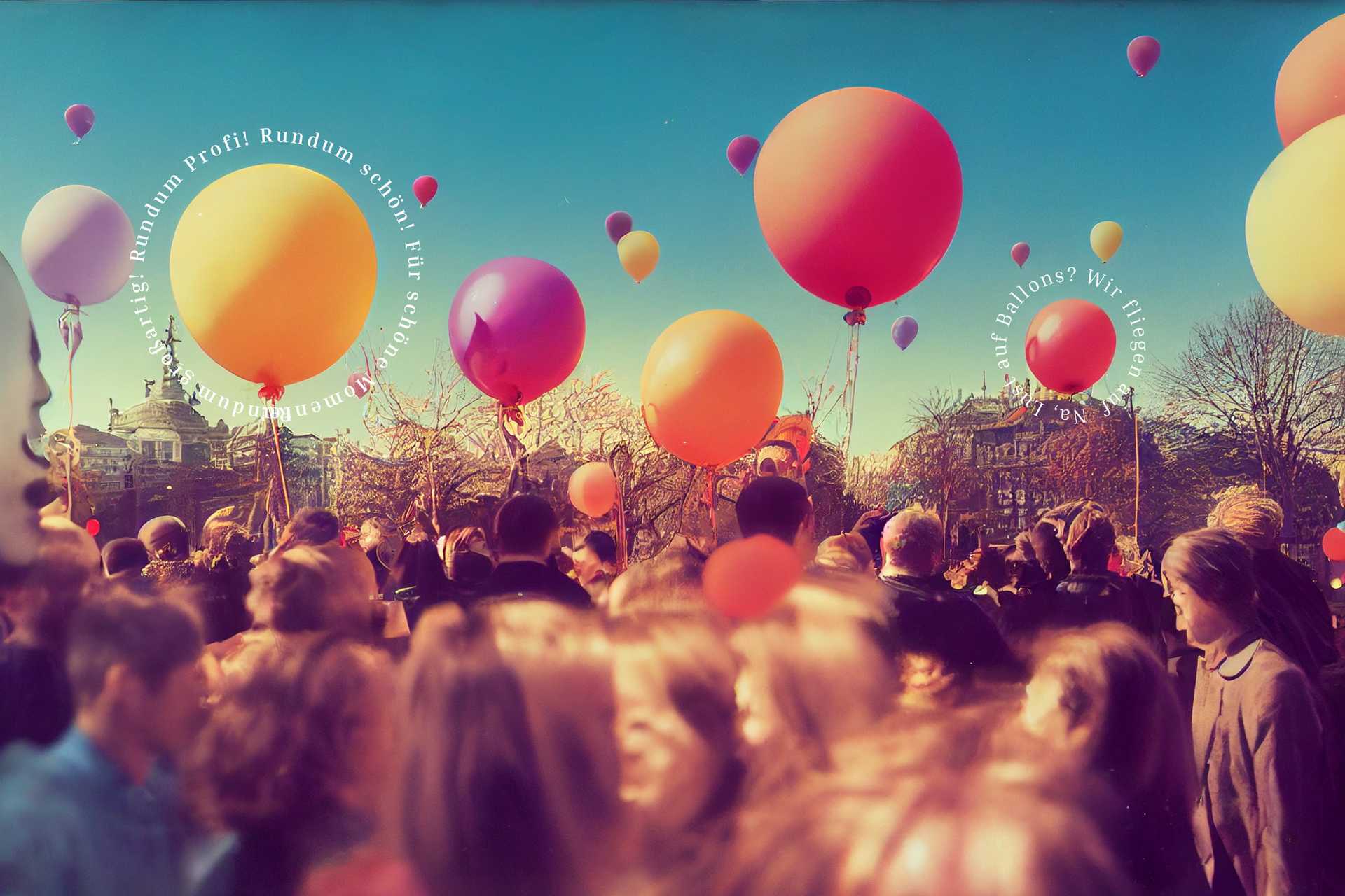 Menschenmenge mit Ballons in Wien